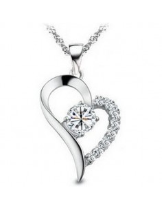 COLLIER COEUR Argent Zircons