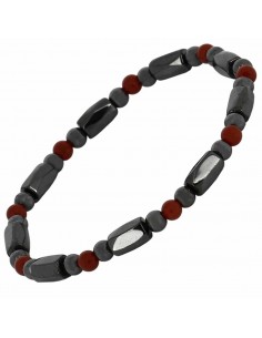 BRACELET MAGNETIQUE HEMATITE CORNALINE