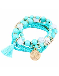 BRACELET PERLES CYAN