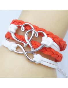 BRACELET INFINITY ORANGE BLANC