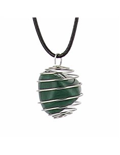 COLLIER PIERRE AVENTURINE PENDENTIF CAGE