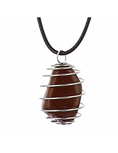 COLLIER PIERRE JASPE ROUGE PENDENTIF CAGE