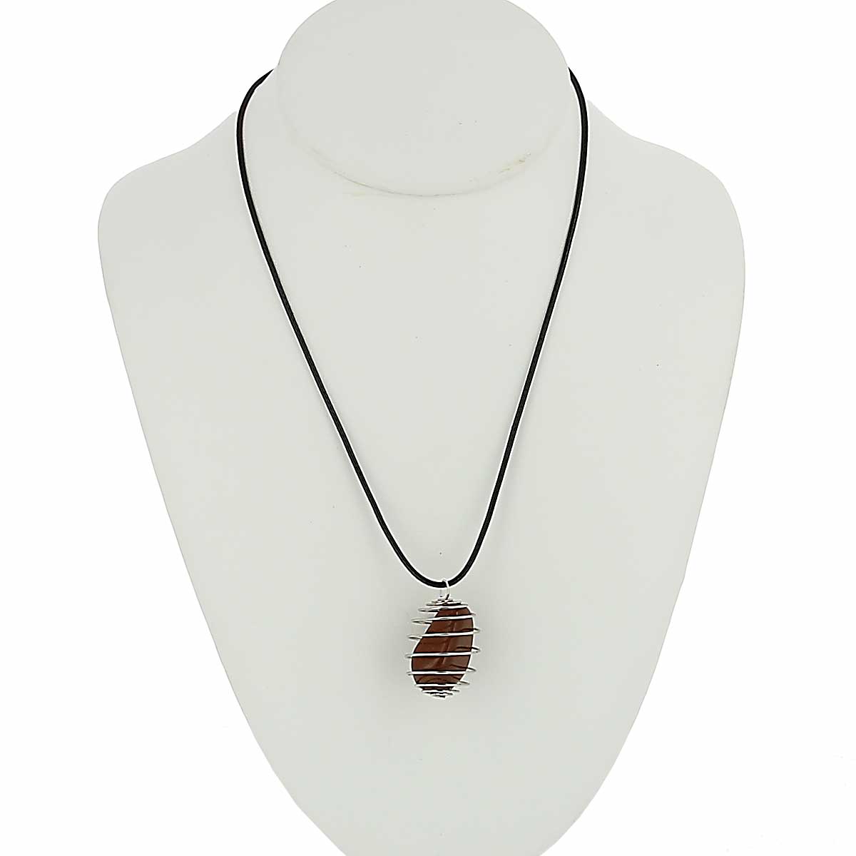 Collier homme artisanal jaspe rouge et oeil de taureau argent 925