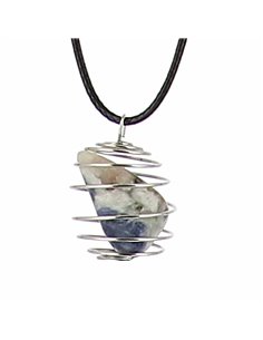 COLLIER PIERRE SODALITE PENDENTIF CAGE