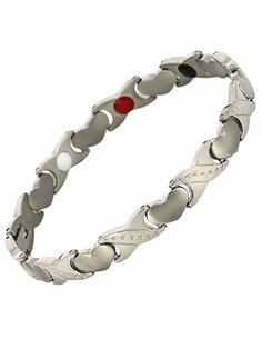 BRACELET MAGNETIQUE FEMME TITANE COEURS AVEC AIMANTS 3000 GAUSS DE MAGNÉTOTHÉRAPIE ANTI STRESS ET ANTI DOULEURS