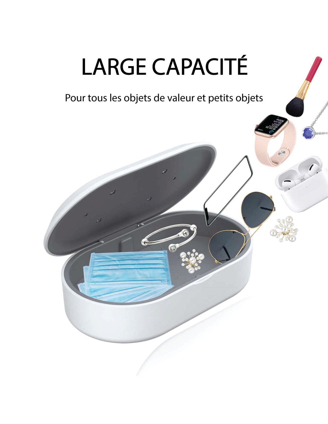 BACTOUT. Boîte de stérilisateur UV chargeur sans fil rapide,  personnalisable, avec votre logo, objet publicitaire