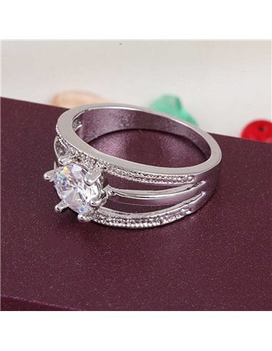Bague anneau diamant zirconium solitaire plaqué or rose et blanc Bijoux Bagues Solitaires 