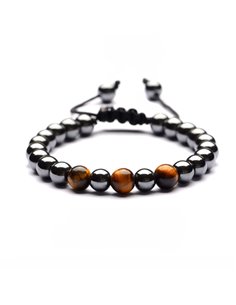 BRACELET PIERRE HÉMATITE ET OEIL DE TIGRE RÉGLABLE