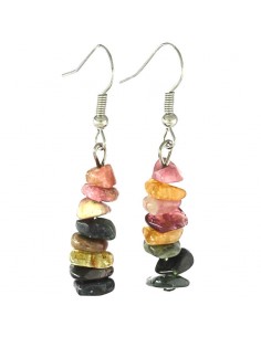 BOUCLES D'OREILLES EN TOURMALINE MÉLANGÉE POUR FEMME DE LITHOTHÉRAPIE