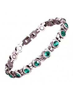 Bracelet magnétique strass émeraude - Véronèse