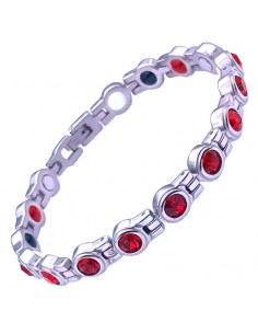 Bracelet magnétique acier cristaux grenat