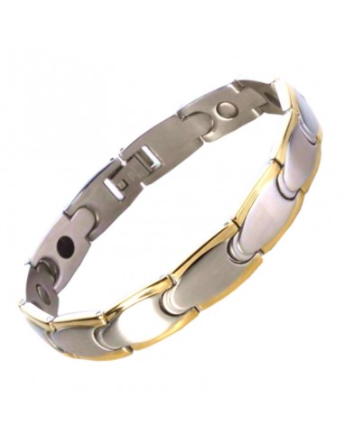 Bracelet magnétique acier et or - Séléné