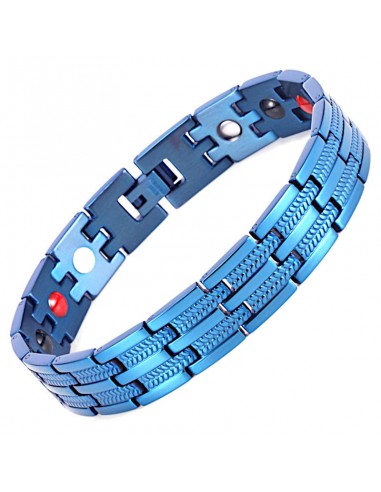 Bracelet magnétique bleu en inox - Titus
