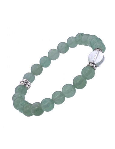 Bracelet en pierre aventurine et cristal de roche perles de 8 mm