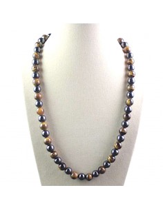COLLIER PIERRE HÉMATITE ET OEIL DE TIGRE