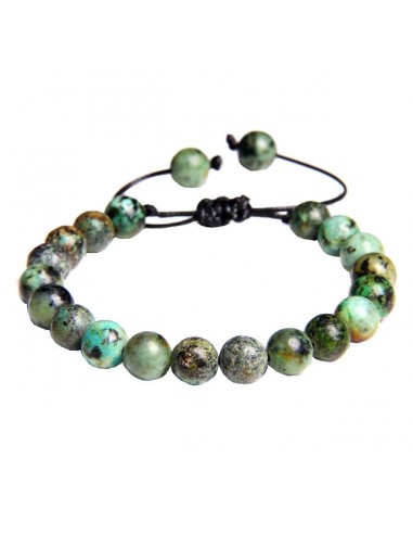 Bracelet réglable en pierre Turquoise d'Afrique perles 8 mm