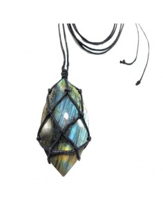 Collier pendentif réglable en Labradorite brute