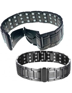 Bracelet magnétique homme en inox noir avec fermoir sécurisé - Axios