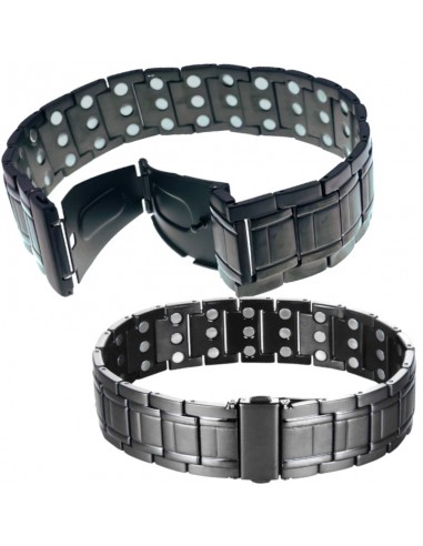 Bracelet magnétique homme en inox noir avec fermoir sécurisé - Axios