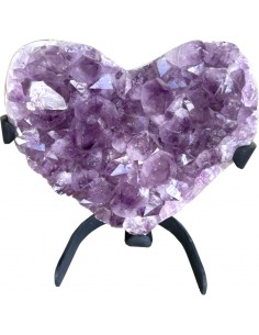 Coeur en Améthyste Tristan et Iseult sur socle