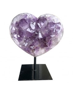Cœur en Améthyste naturelle sur socle